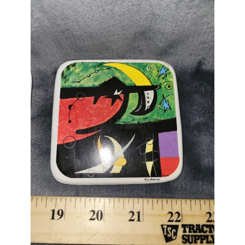 Miro Artist Ceramic Drink Coasters Vintage PAIR Surrealism Art Decor‎